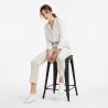 Buy Bistrot Metalix style stool - 61cm - Metal and dark wood Black 59695 with a guarantee